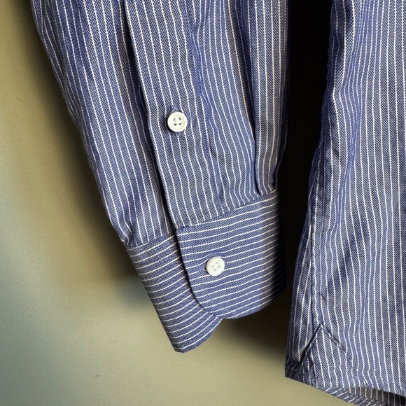 Spier & Mackay‎ Handmade Men's Pinstripe Long Sleeve Button Up Shirt Purple 16.5 - Picture 2 of 13